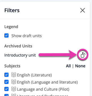 Unarchive Unit via Curriculum View