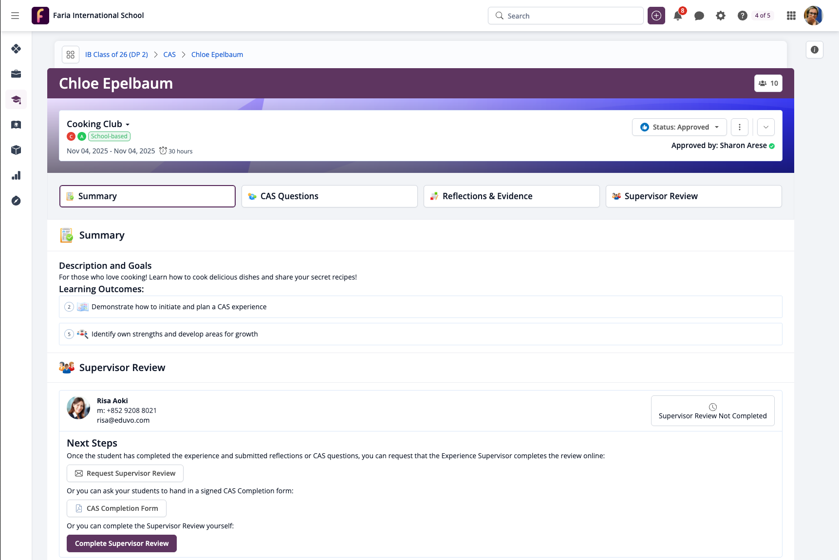 CAS supervisor review overview