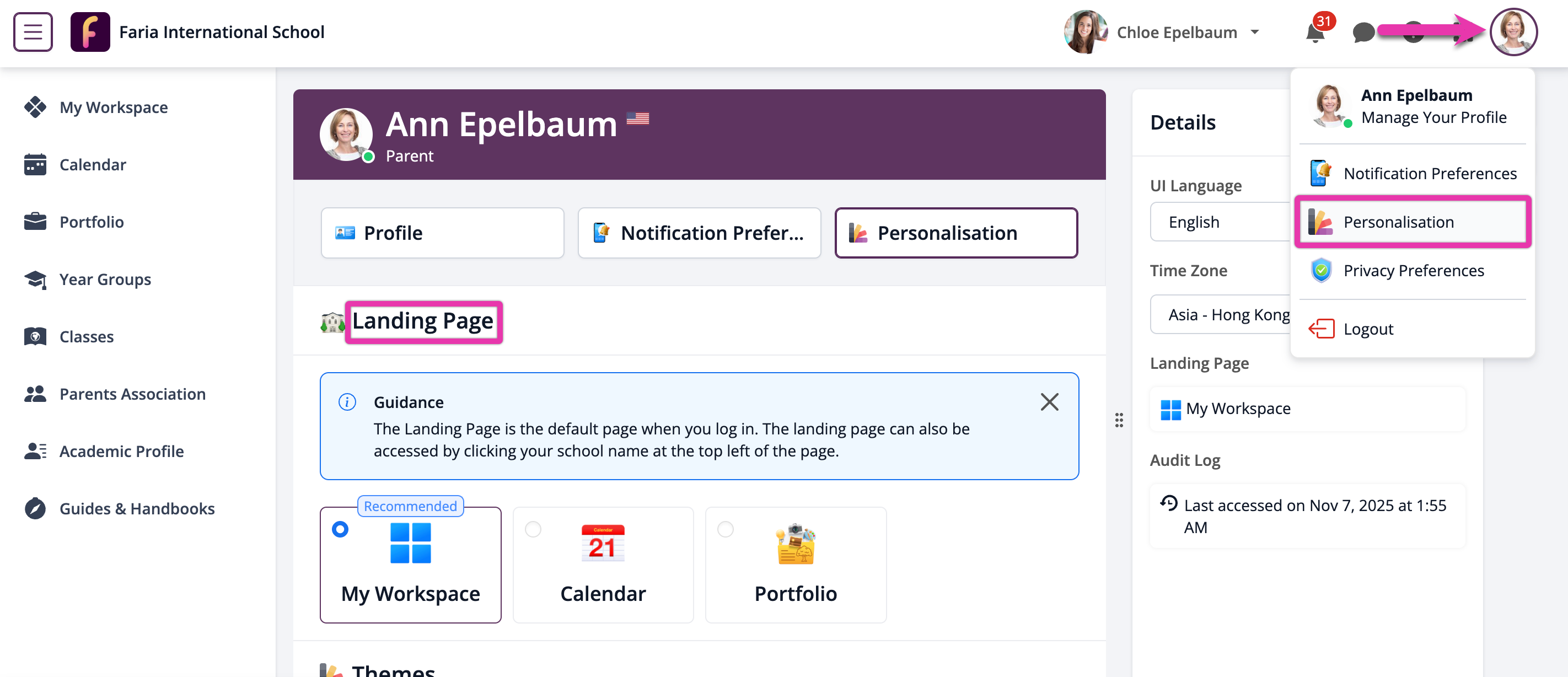 Landing page selection