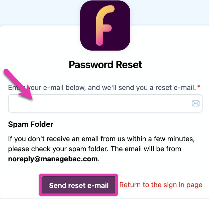 Password reset flow