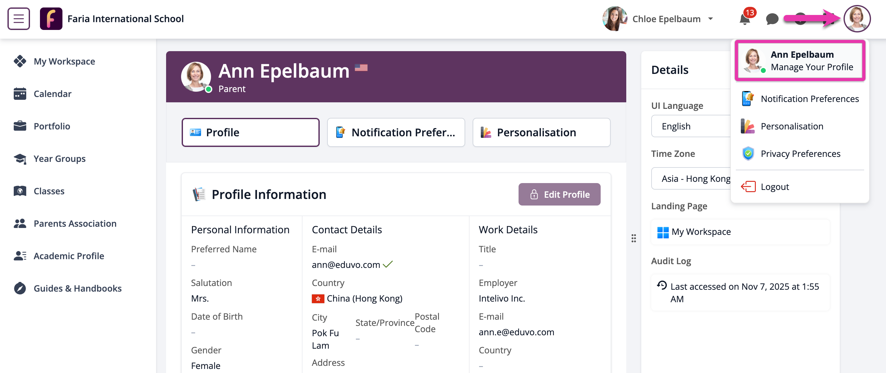 Profile settings overview
