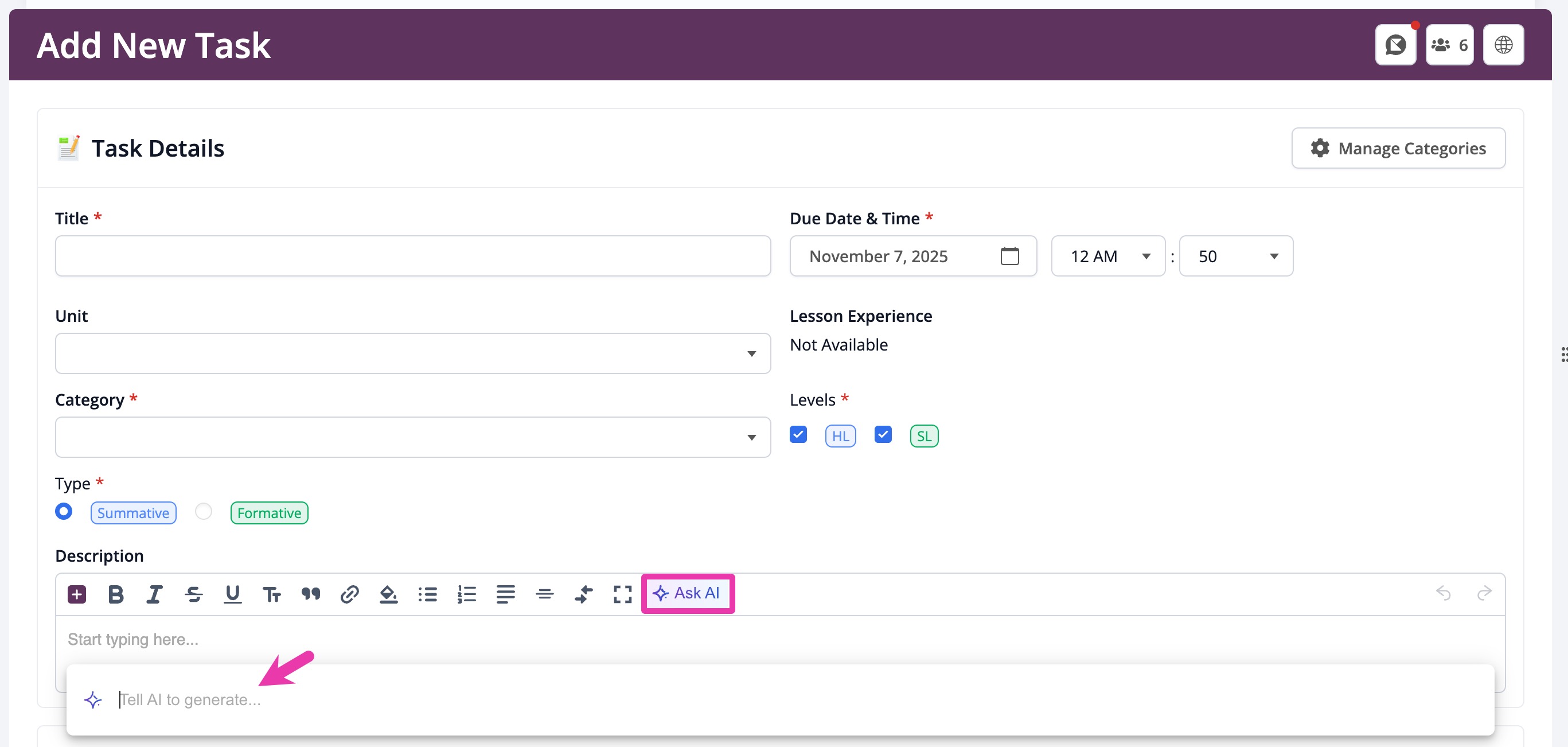 Ask AI and entering instructions via Tell AI to generate.jpg