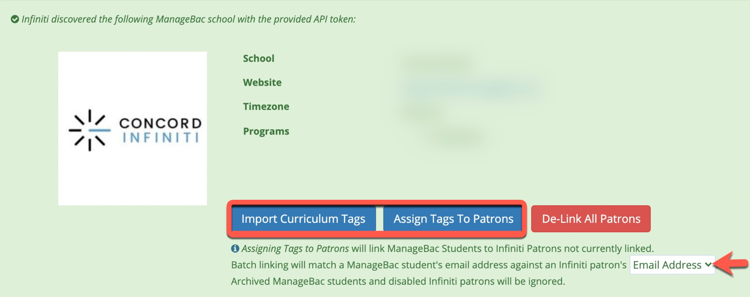 Etiquetas curriculares en Infiniti