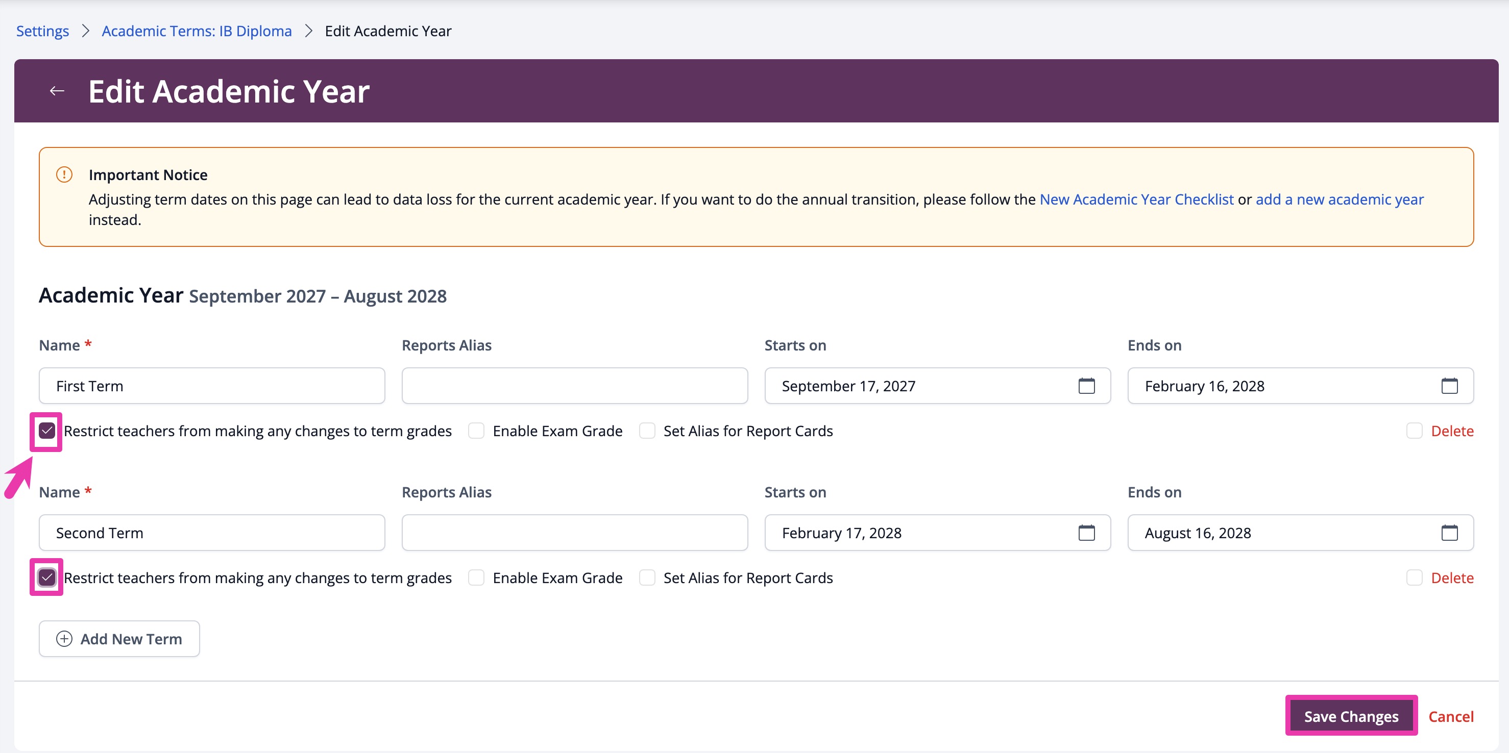 Restrict teachers from making any changes to the Term Grades Page.jpg