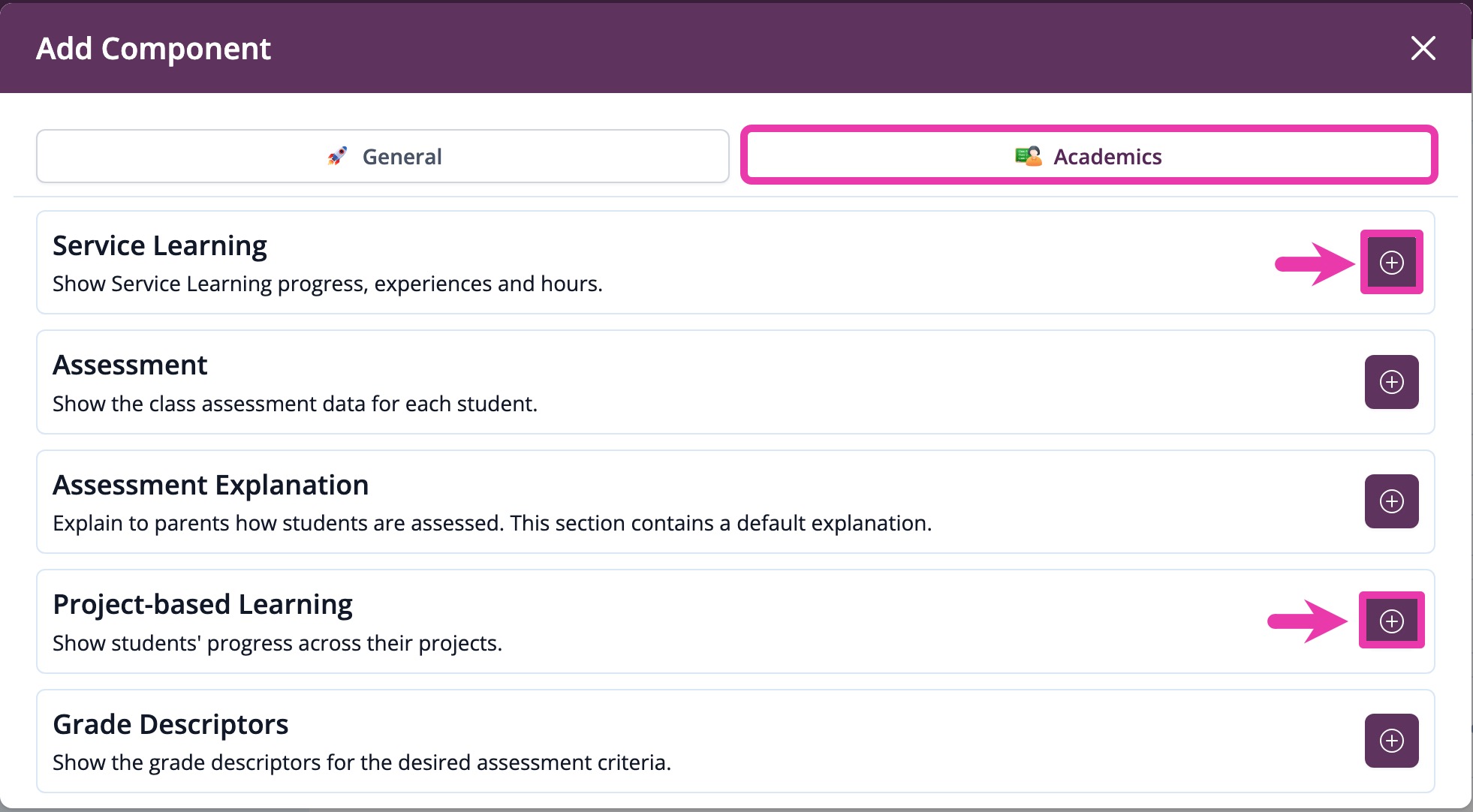 Select&nbsp;Service Learning&nbsp;or&nbsp;Project-based Learning&nbsp;components to include core component information.jpg