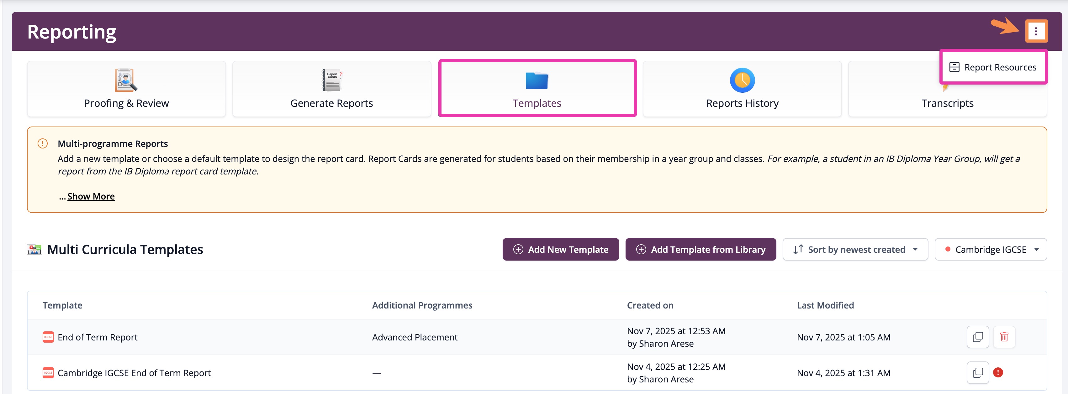 Templates > 3 dots > Report Resources .jpg