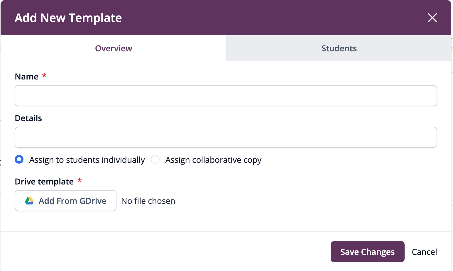 Shared Google Drive folder structure for Google Doc templates