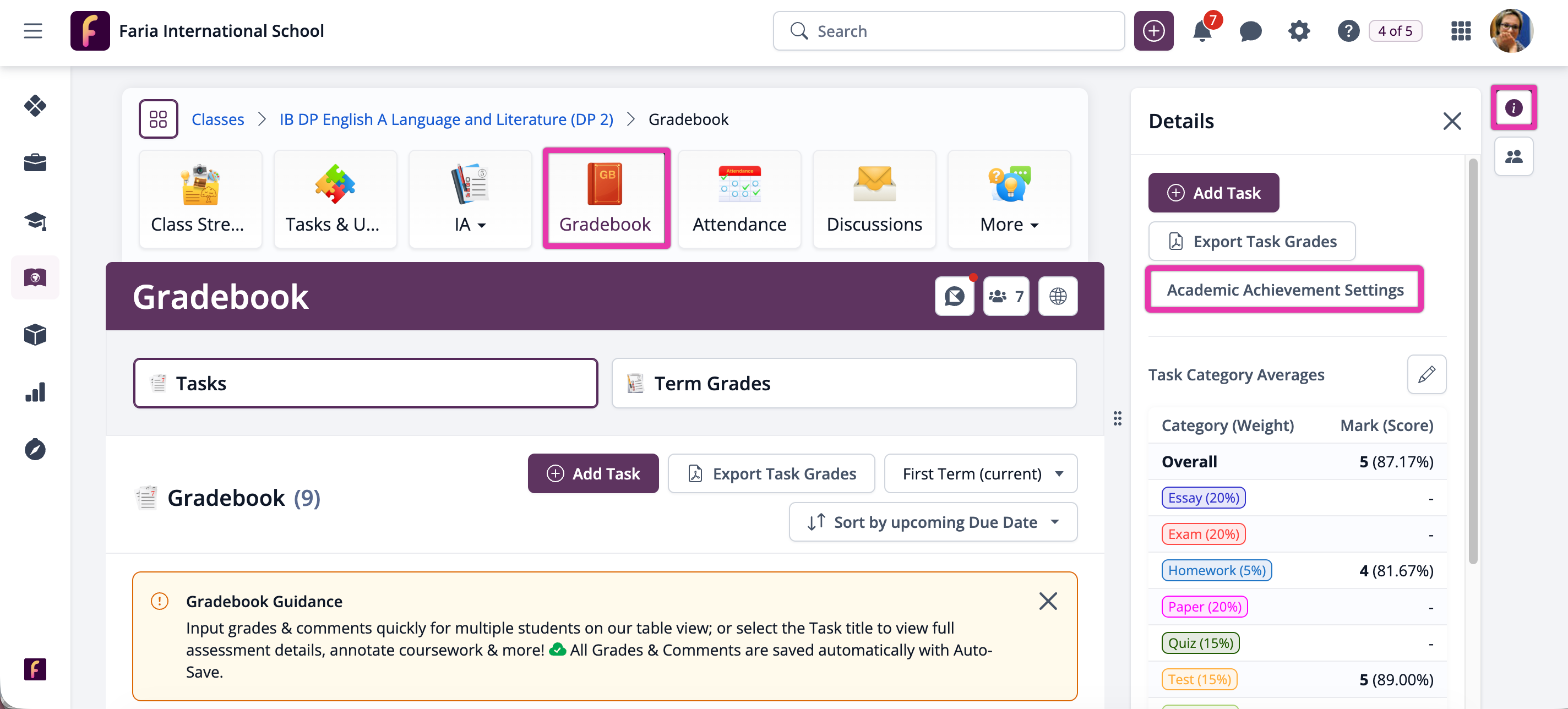 Teacher level Academic Analytics configuration
