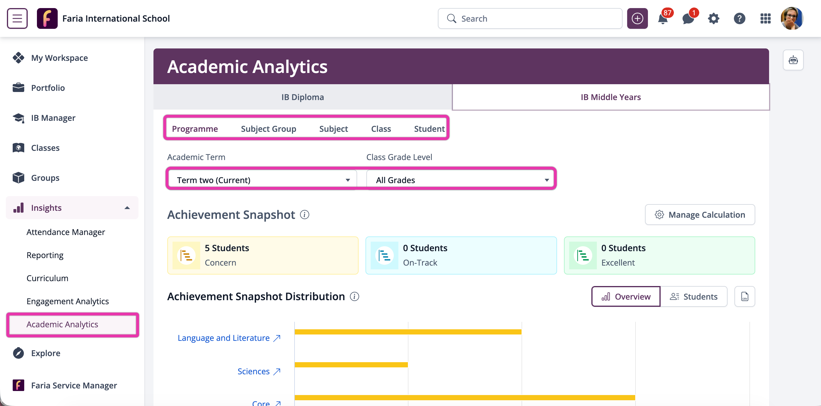 Accessing Academic Analytics from Insights