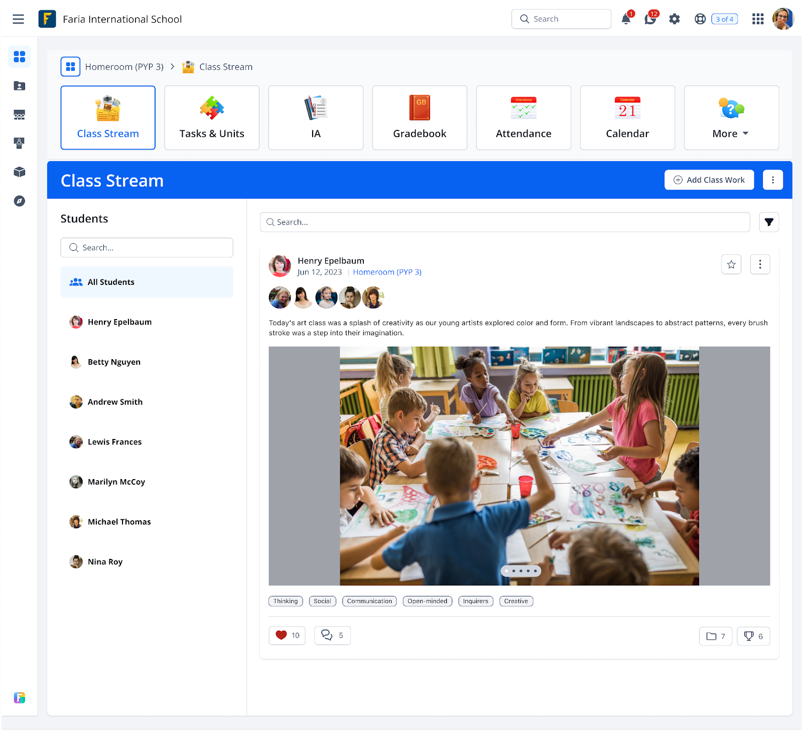 Captura de pantalla: Class Streams es una nueva incorporación a la experiencia en el aula, que proporciona a educadores y estudiantes un espacio dedicado.