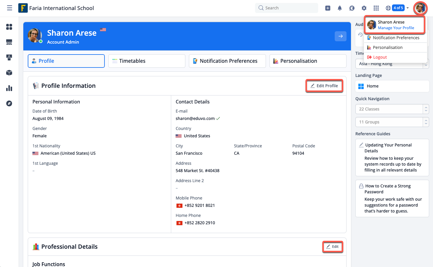 Captura de pantalla: Una vez que hayas iniciado sesión correctamente, podrás actualizar tu información personal, incluyendo la foto de perfil y el correo electrónico.