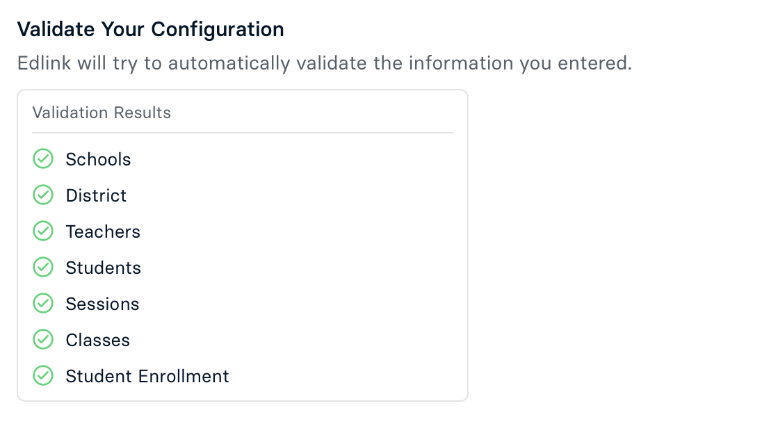 Captura de pantalla: Tras la validación, se indica una configuración correcta.