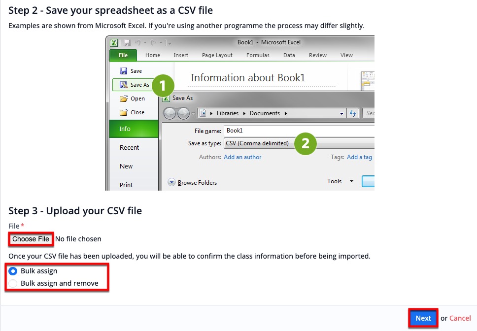 截图：填写完模板后，请确保将文档保存为 CSV 文件。