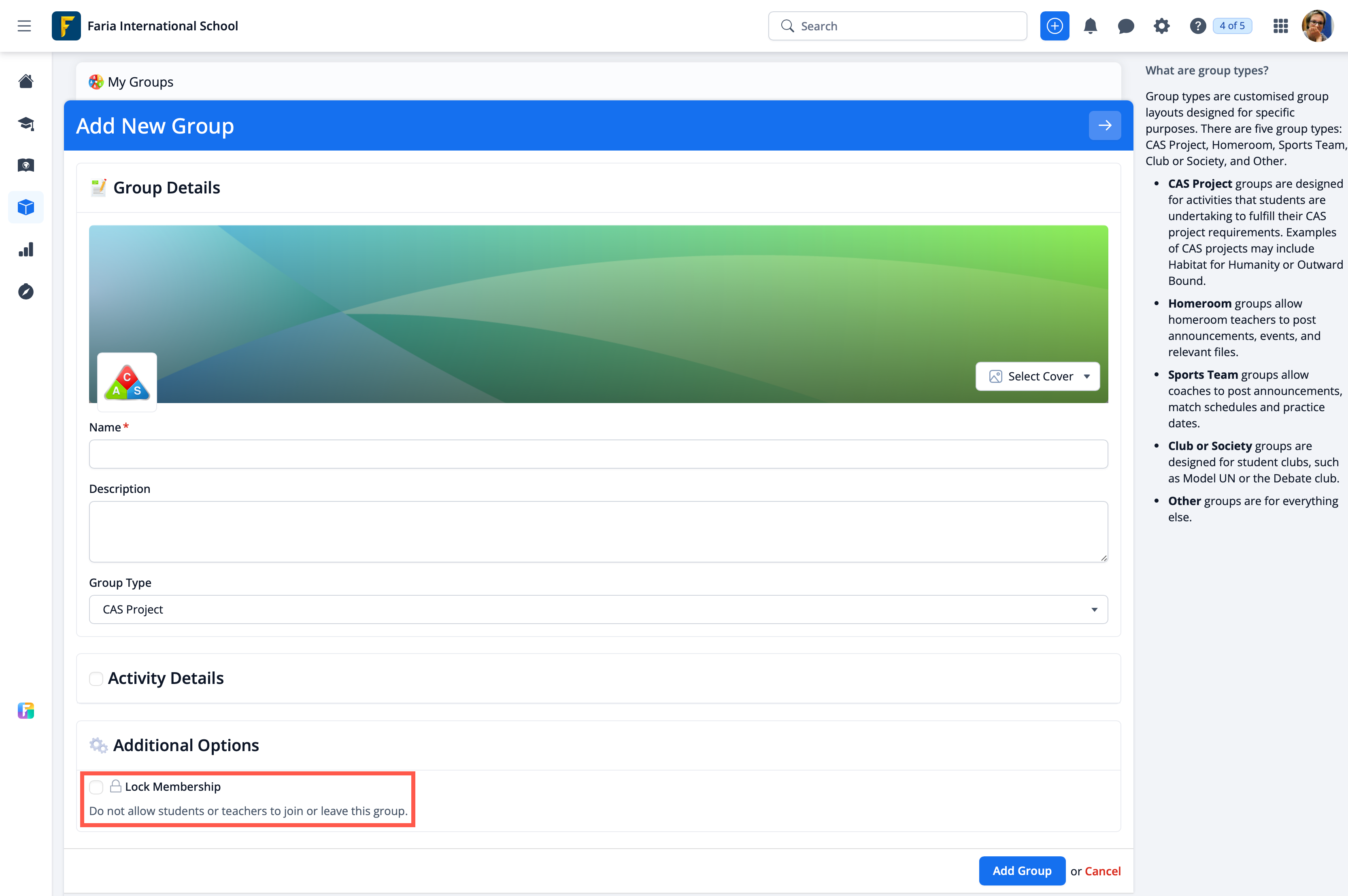 Creación de un grupo bloqueado