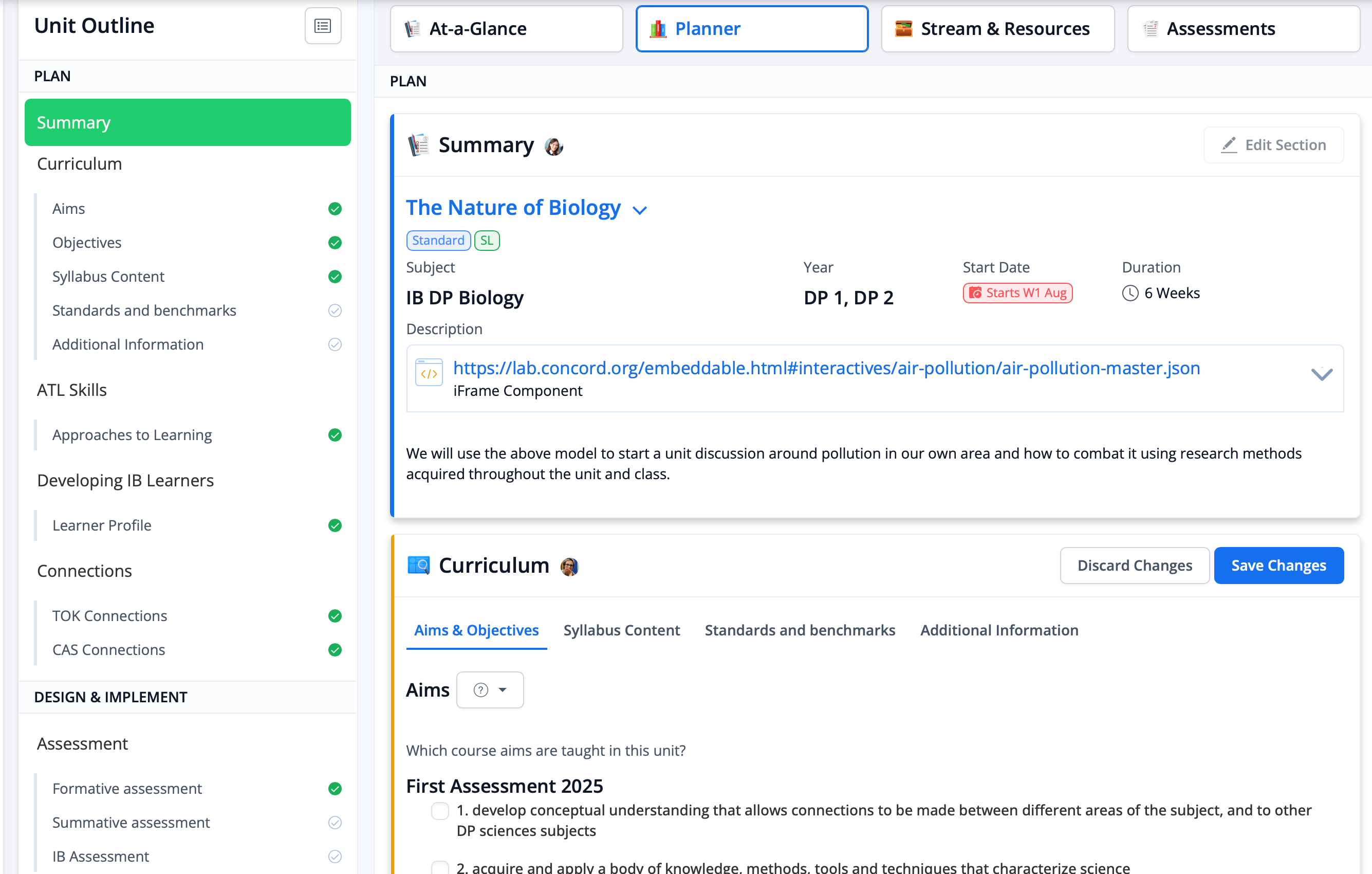 Captura de pantalla: Colaboración: Varios profesores pueden planificar de forma colaborativa.