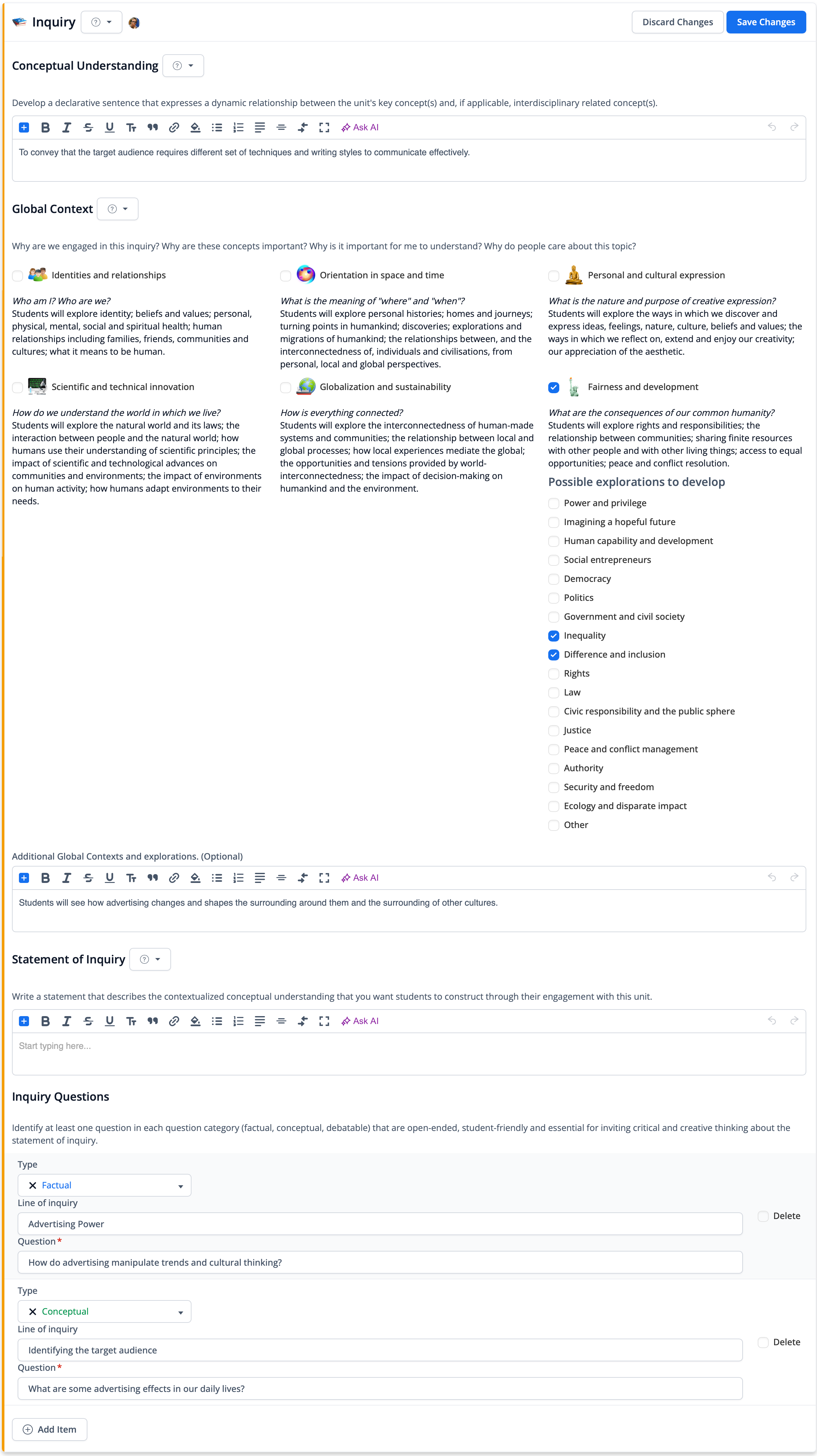 Captura de pantalla: Haga clic en Guardar cambios para confirmar los cambios y pasar a la siguiente sección.