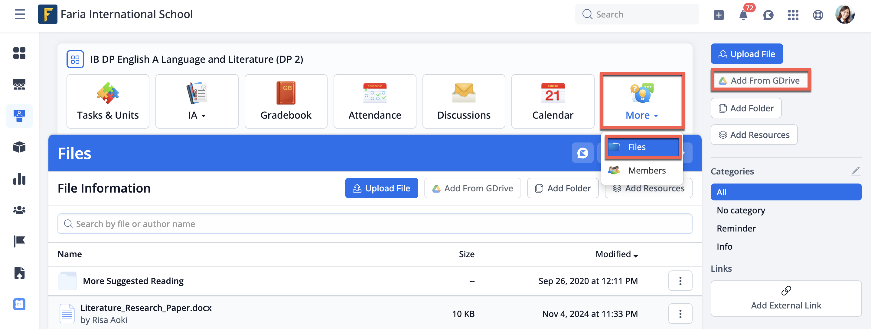 لقطة شاشة: يمكنك اختيار تحديد الملفات مباشرةً من Google Drive عبر زر G Upload