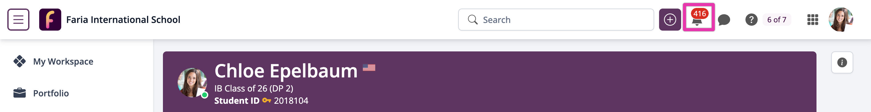 لقطة شاشة: يمكنك تغيير مظهر حساب ManageBac+ الخاص بك من خلال صورة ملفك الشخصي > التخصيص > المظاهر