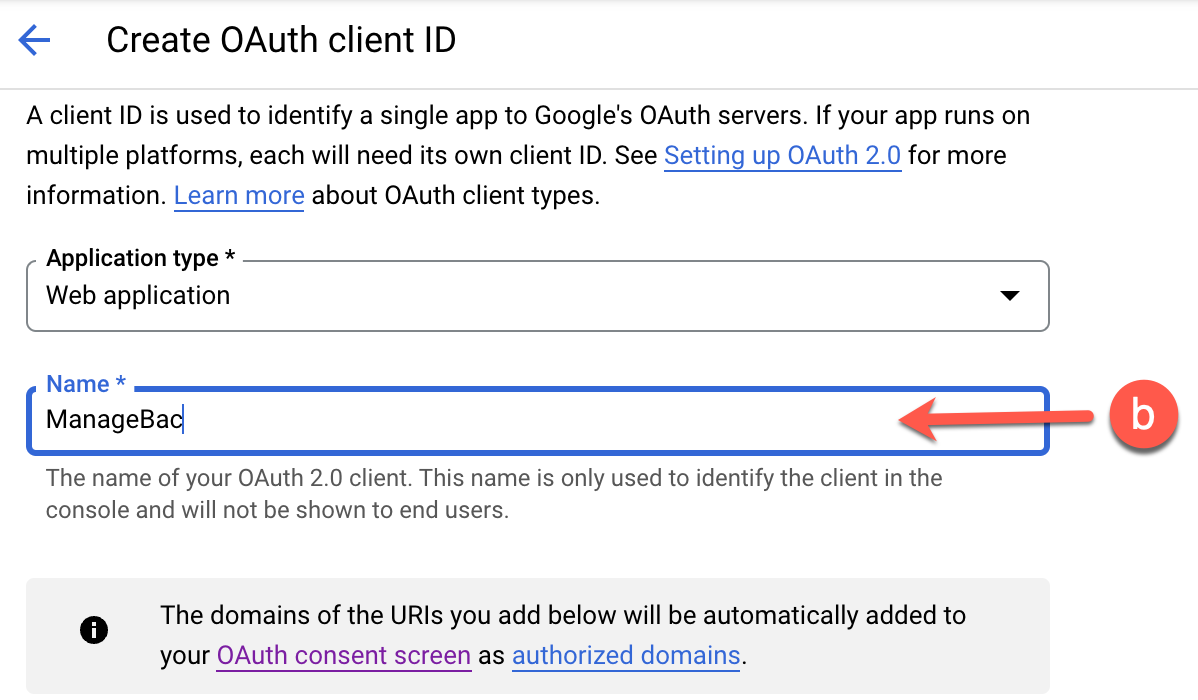 Captura de pantalla: En la pestaña Credenciales, haga clic en CREAR CREDENCIALES y seleccione ID de cliente OAuth.