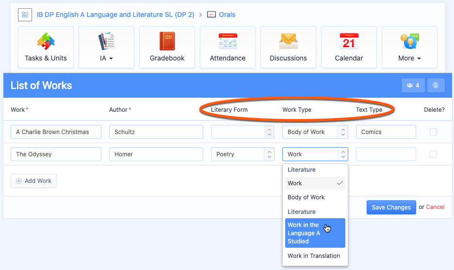 Captura de pantalla: Para facilitar la exportación de estos formularios, también hemos actualizado la Lista de trabajos en las clases del Grupo 1.