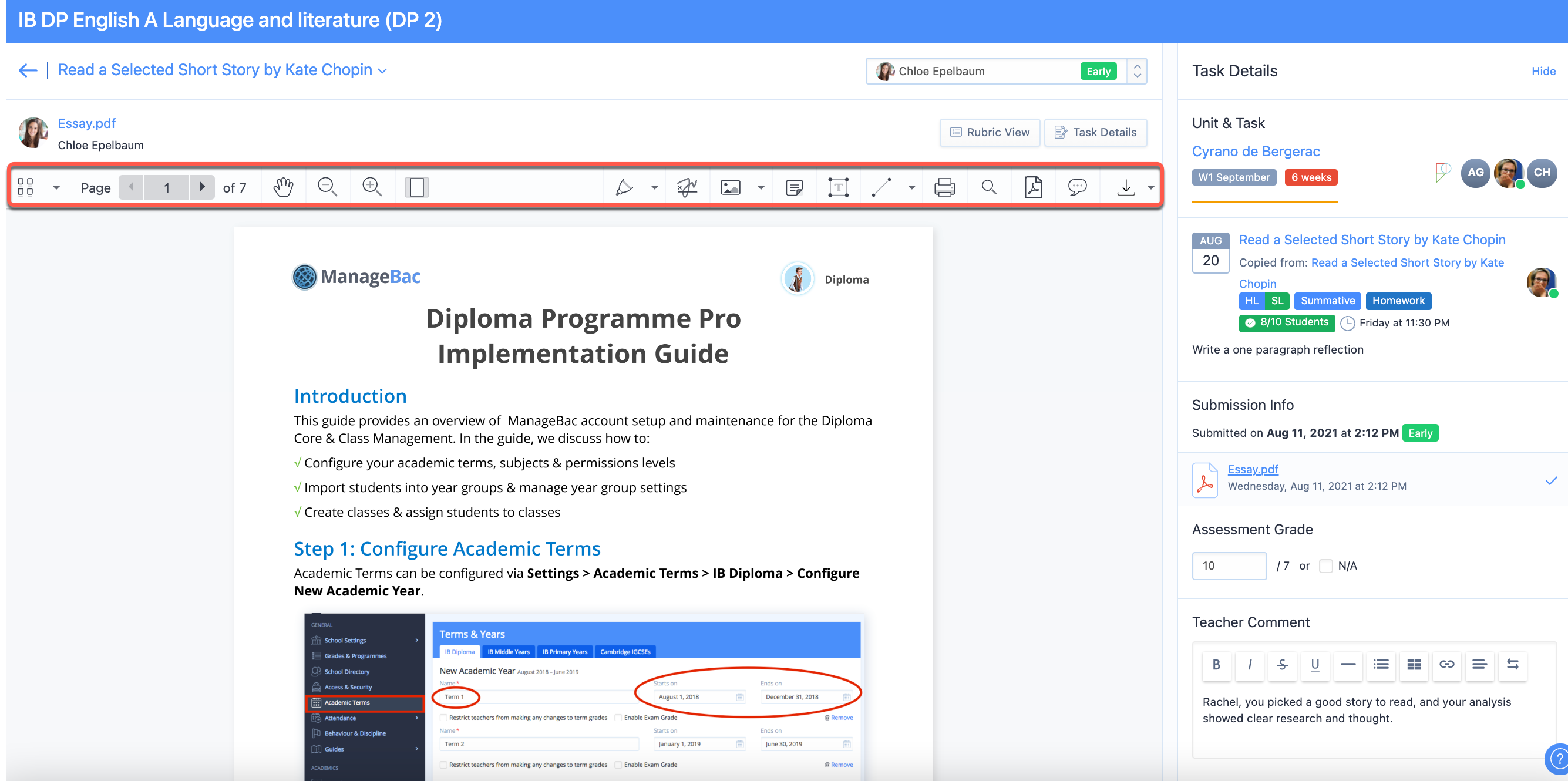 Captura de pantalla: Se puede acceder a la herramienta de anotación navegando a una tarea > haga clic en el icono "Ver archivo" para abrir Vantage Reader.