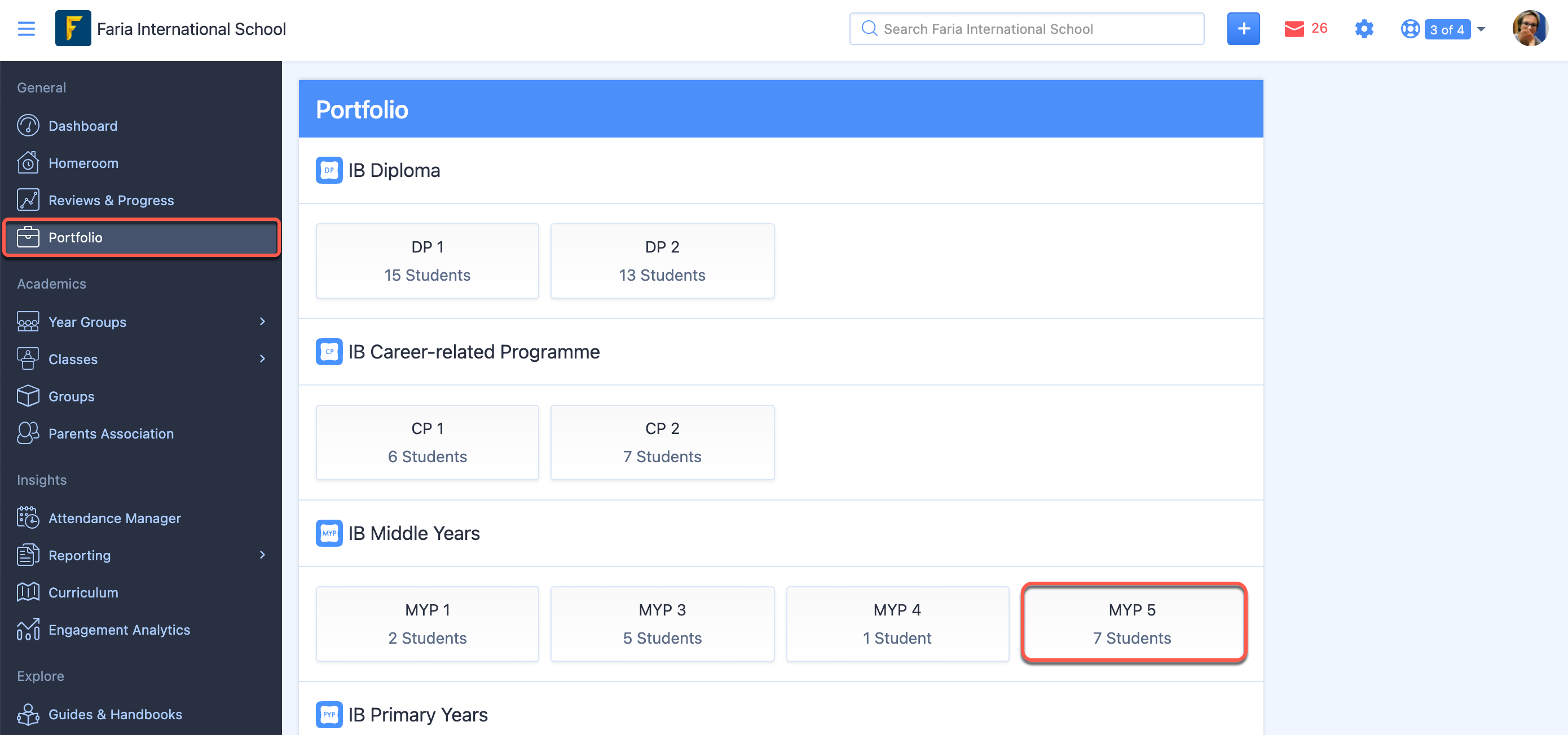 截图：重新设计的ManageBac+产品组合能够加强家庭与学校之间的沟通。