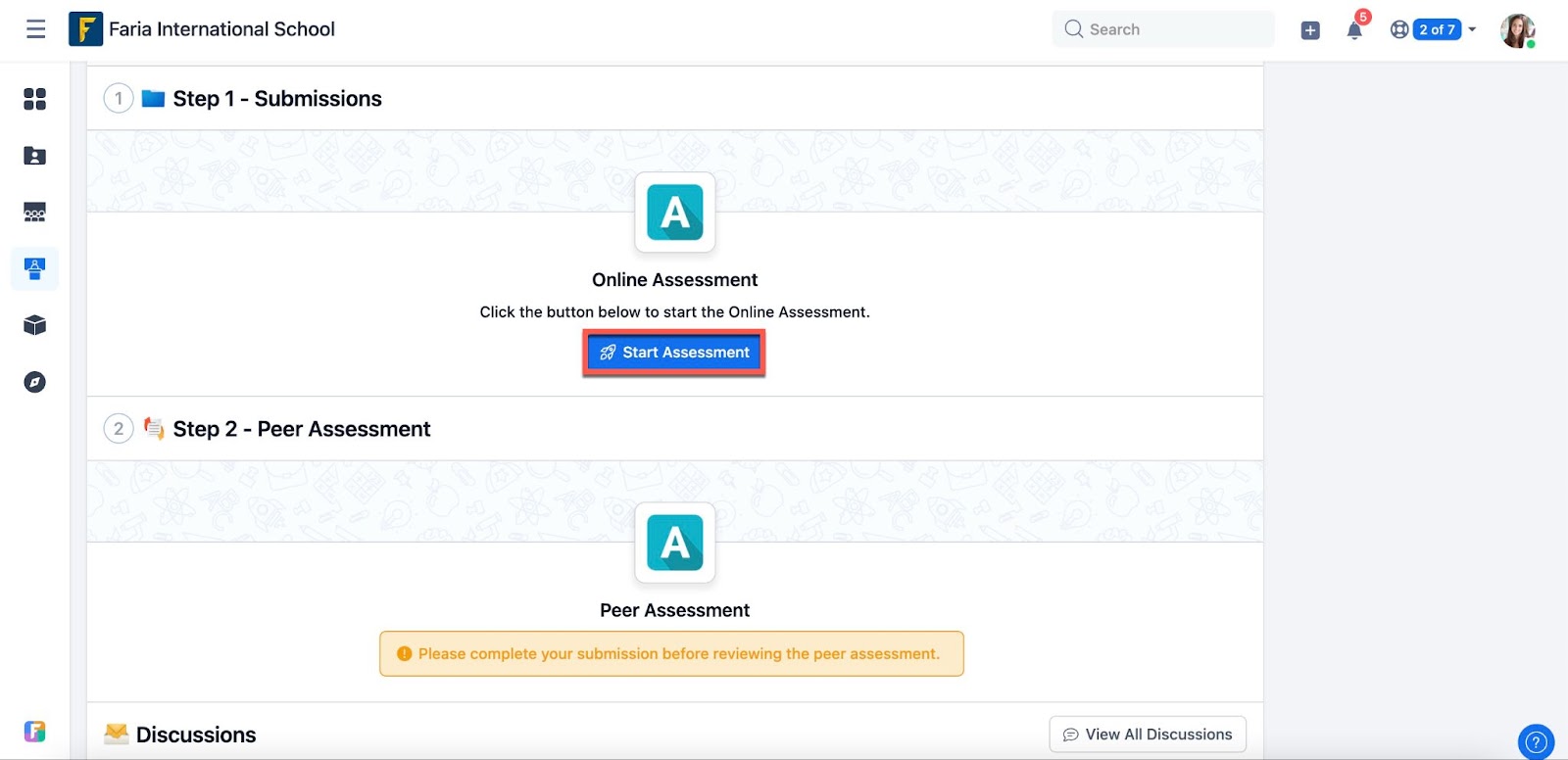 截图：在任务截止日期前，学生可以通过访问 ManageBac+ 任务页面进行评估。