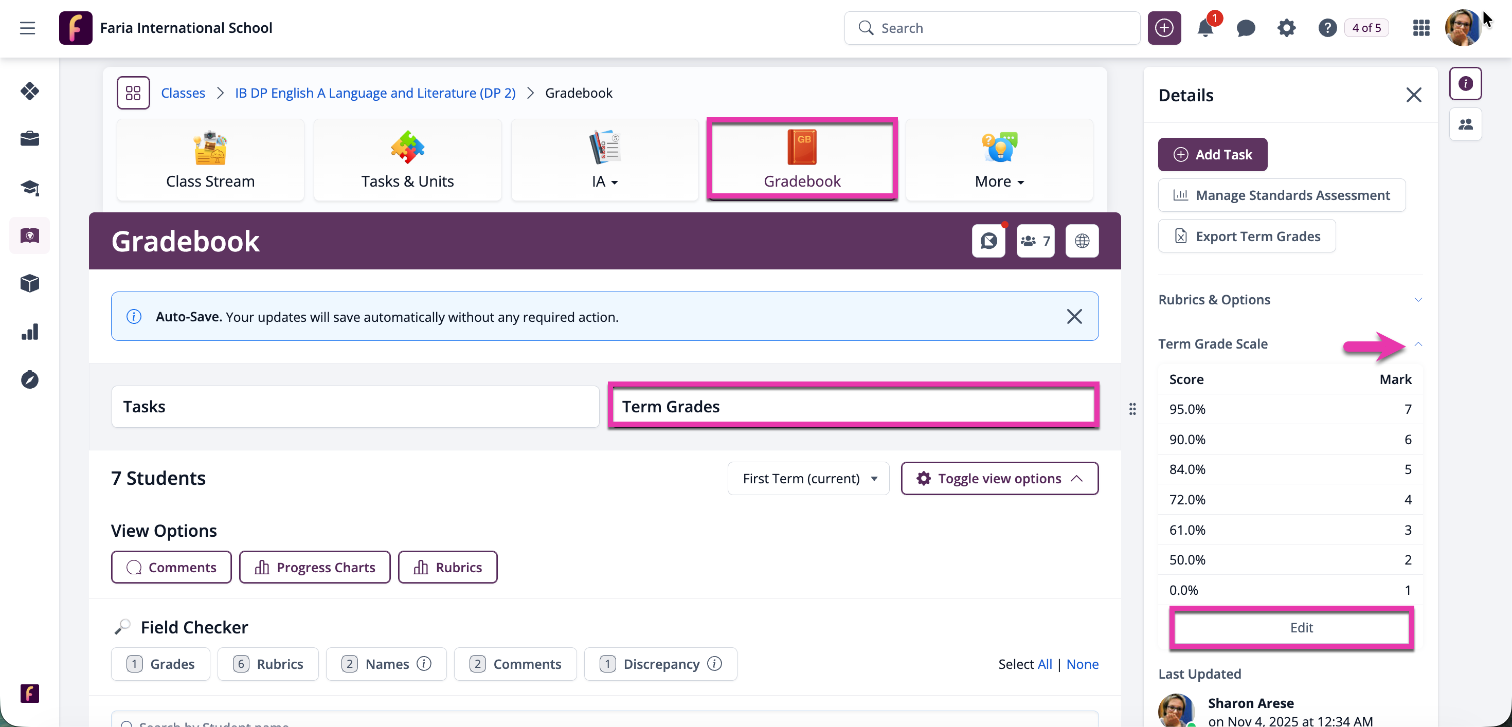 截图：此评分标准适用于该课程所有学期成绩的计算。