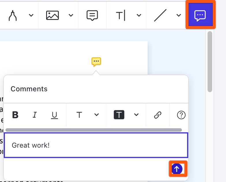 لقطة شاشة: تصدير المستند (المُعلّق عليه) مباشرةً من ManageBac+ باستخدام ميزة التصدير المُضافة حديثًا