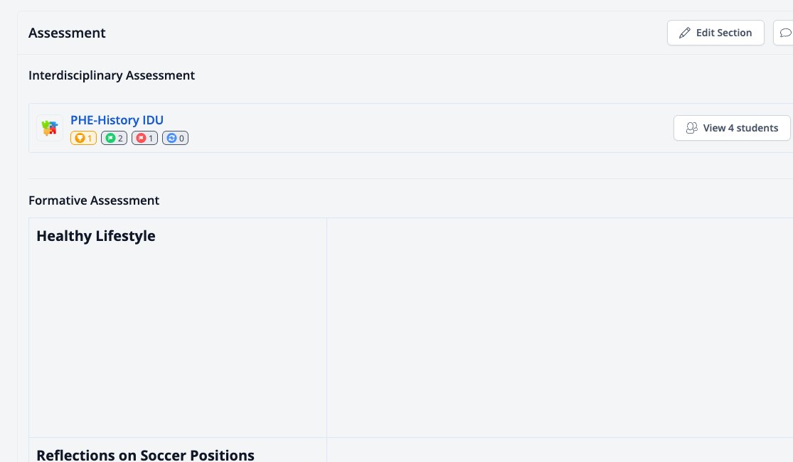 Ekran görüntüsü: MYP Değerlendirme bölümü