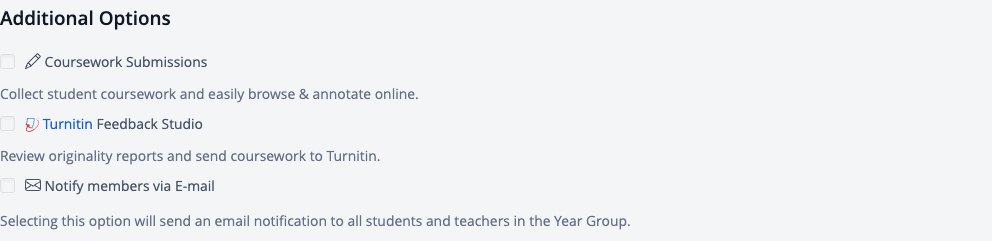 Screenshot: Additional Options in the Add Deadline form with Turnitin Feedback Studio