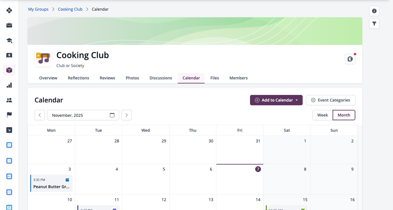 Captura de pantalla: Calendario grupal con Agregar al calendario