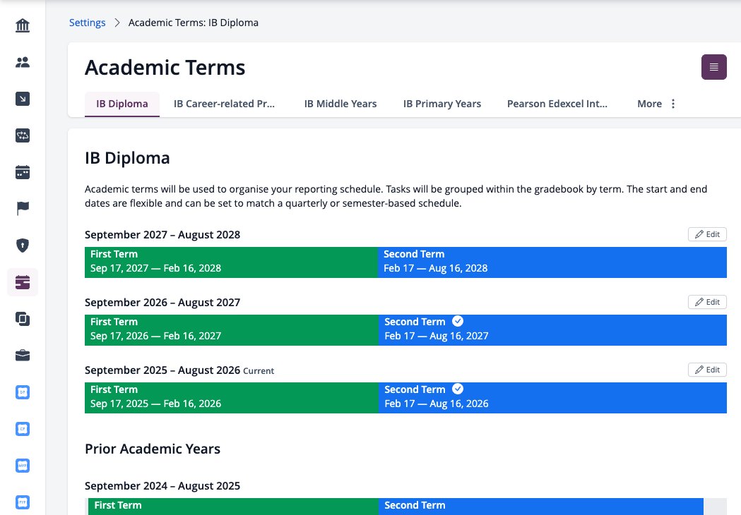 Captura de pantalla: Términos académicos para el Diploma IB