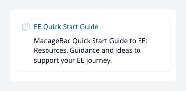 Screenshot: Guides panel on a student's Extended Essay worksheet with the EE Quick Start Guide