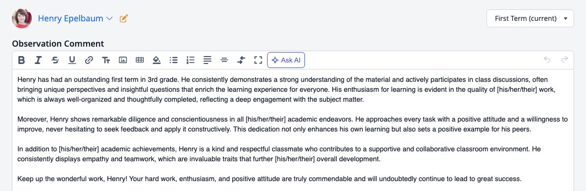 Screenshot: Comment box with formatting tools
