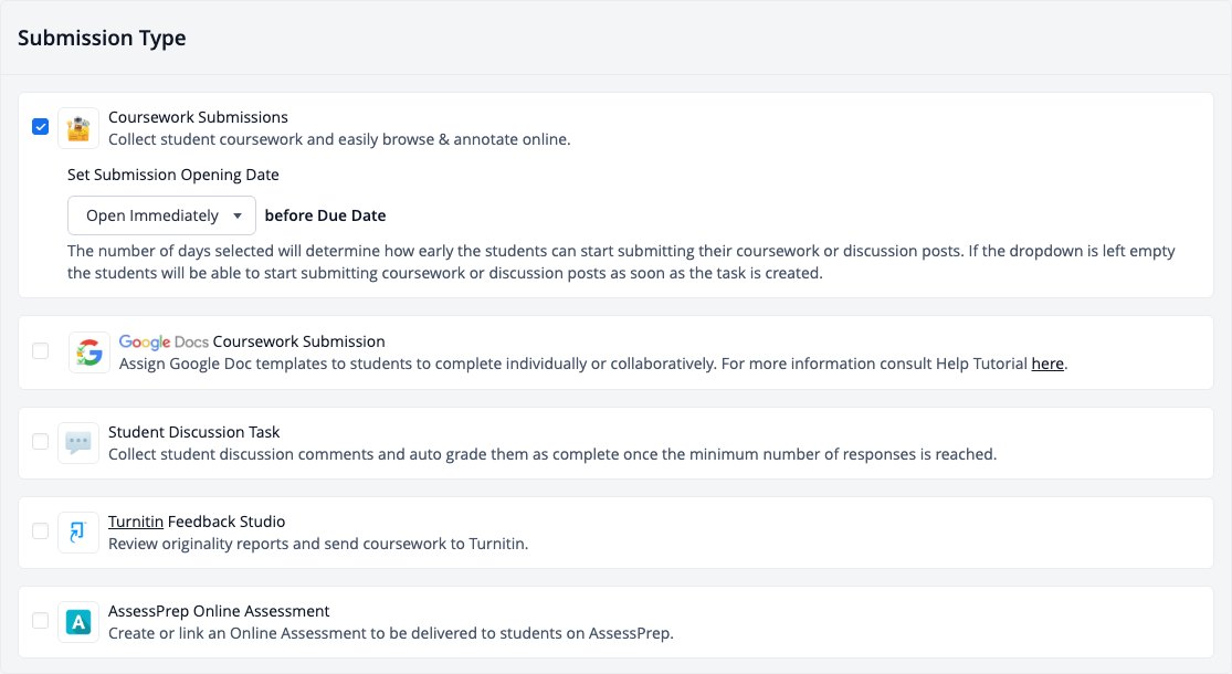 Screenshot: Submission Type with Google Drive