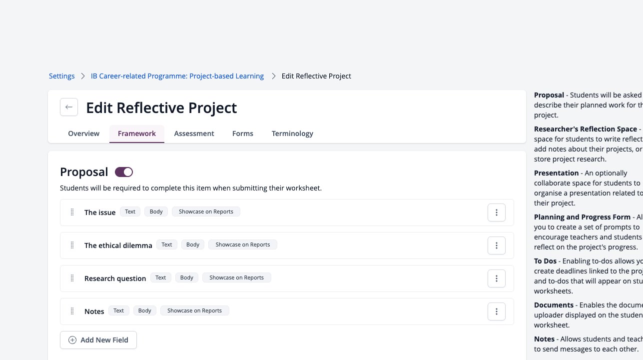 屏幕截图：Reflective 项目模板框架选项卡
