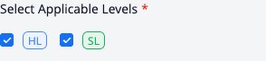 Seleccione los niveles aplicables con HL y SL en la configuración de edición de clases.