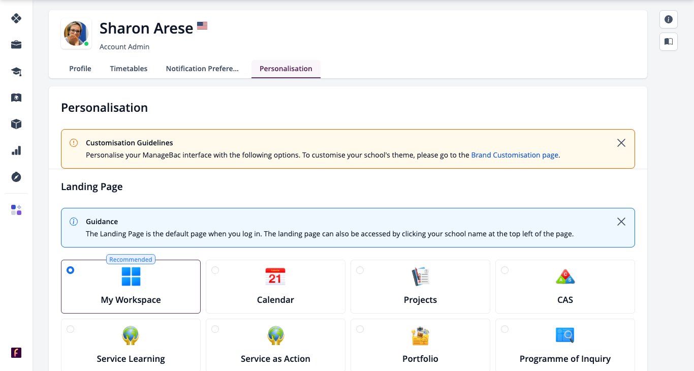 Capture d'écran : la page Personnalisation du profil utilisateur
