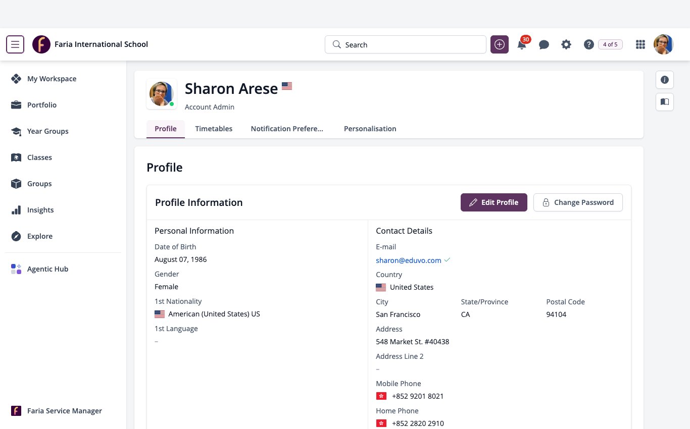 スクリーンショット：プロフィール管理から開いたプロフィールページ