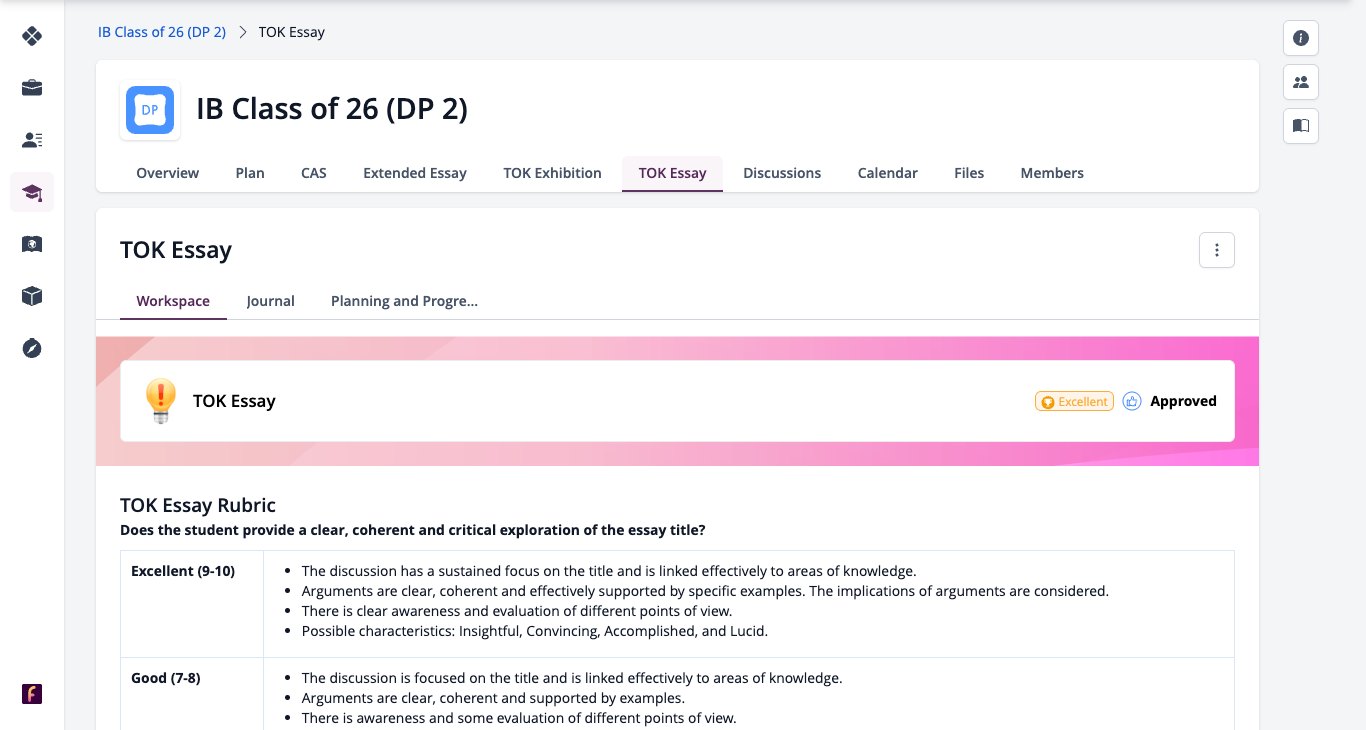 Screenshot: DP student TOK Essay workspace