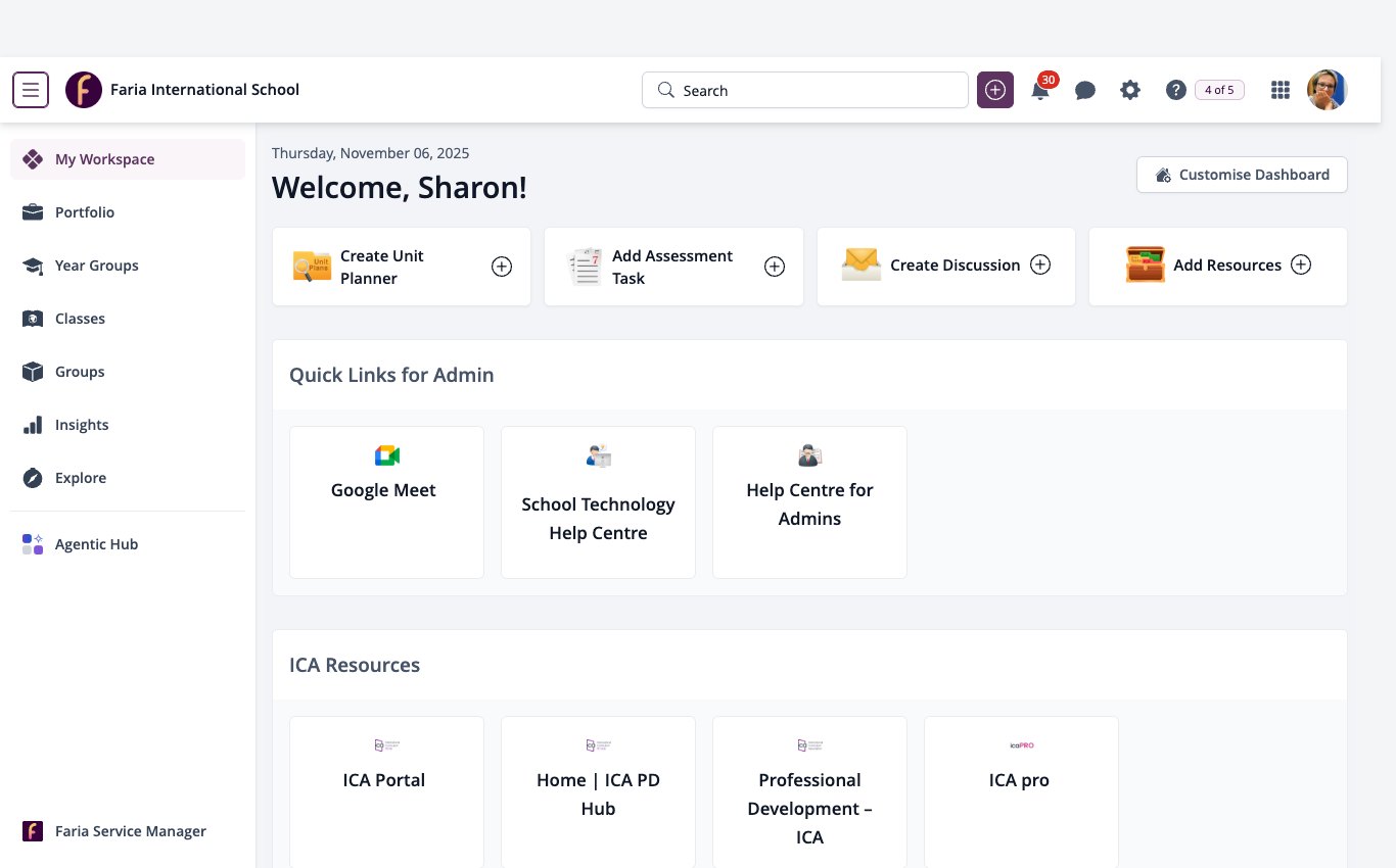 屏幕截图：我的工作区，其中包含每日时间表小部件